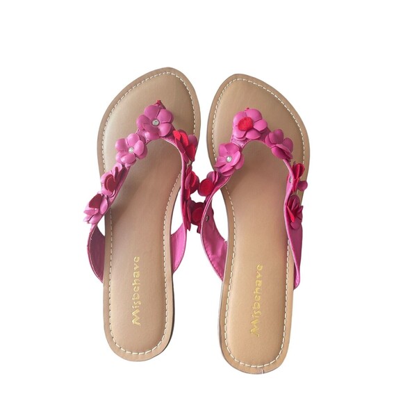 Misbehave Cesare 11 Fuchsia Flower Sandals Size 9 rhinestone fairy whimsical sum - Picture 3 of 11